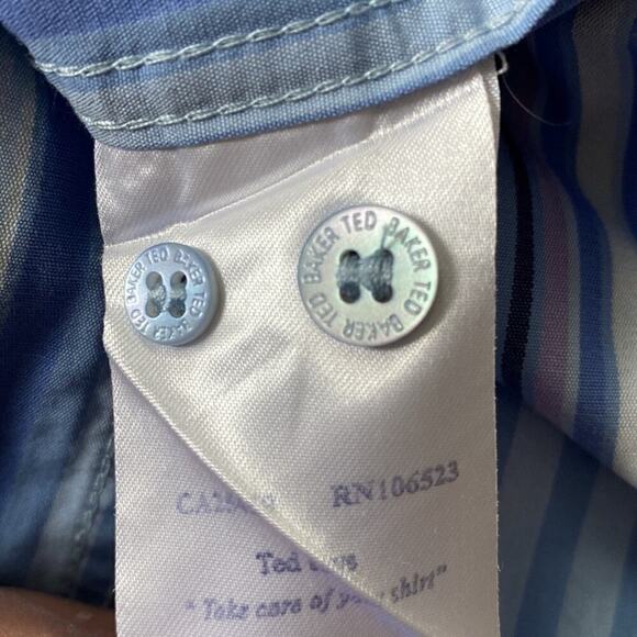 Men shirt TED BAKER London dress shirt long sleeves French cuffs 100% Cotton MED - Picture 8 of 12